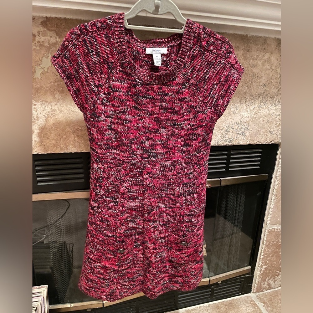 Style & Co VTG cottagecore fairycore knotted knit swing top dress buttons Size M